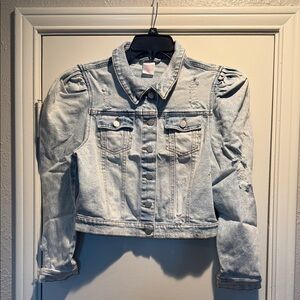 No Boundaries Distressed Light Blue Cropped Jean Jacket